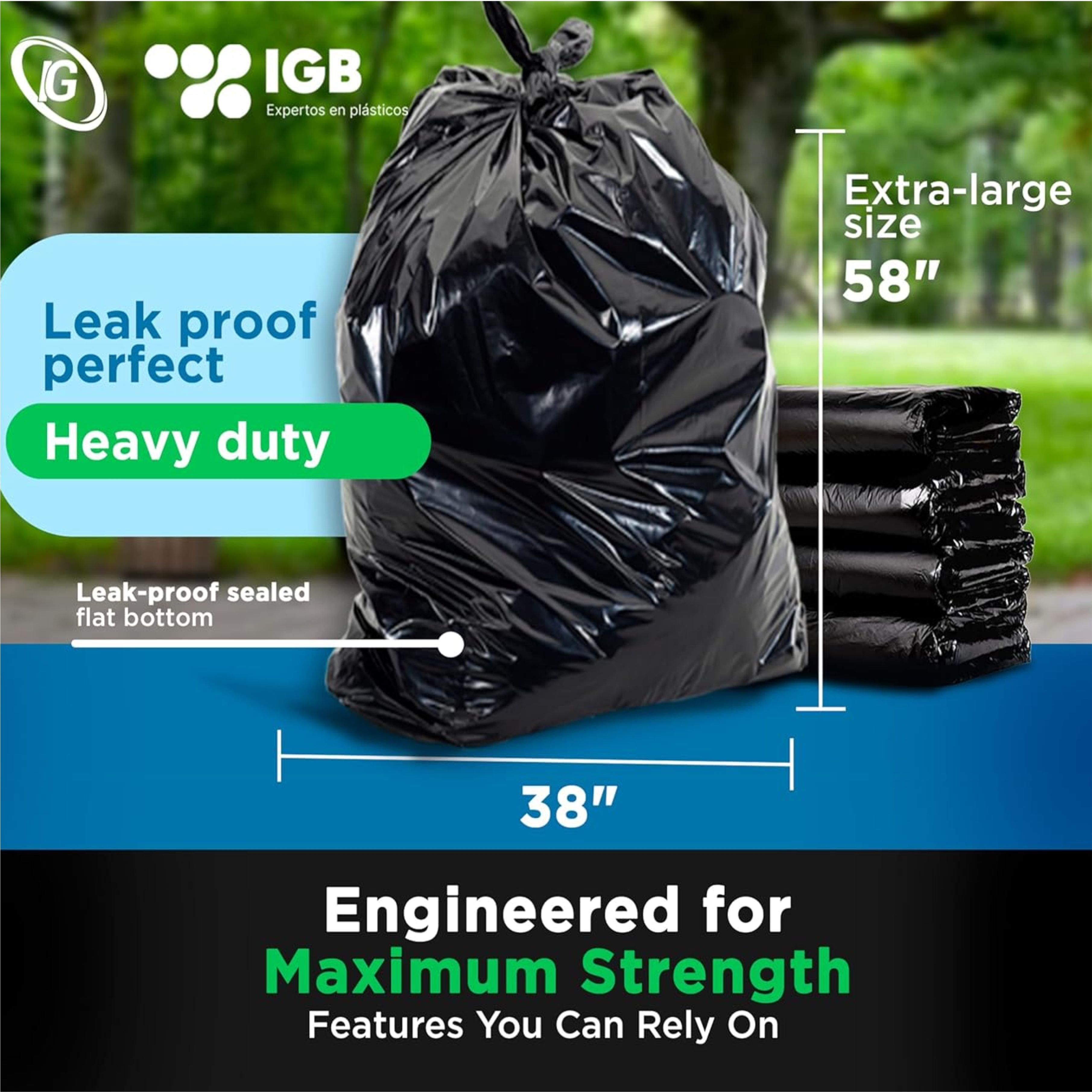 Heavy duty garbage bags from 55 to 60 gallons