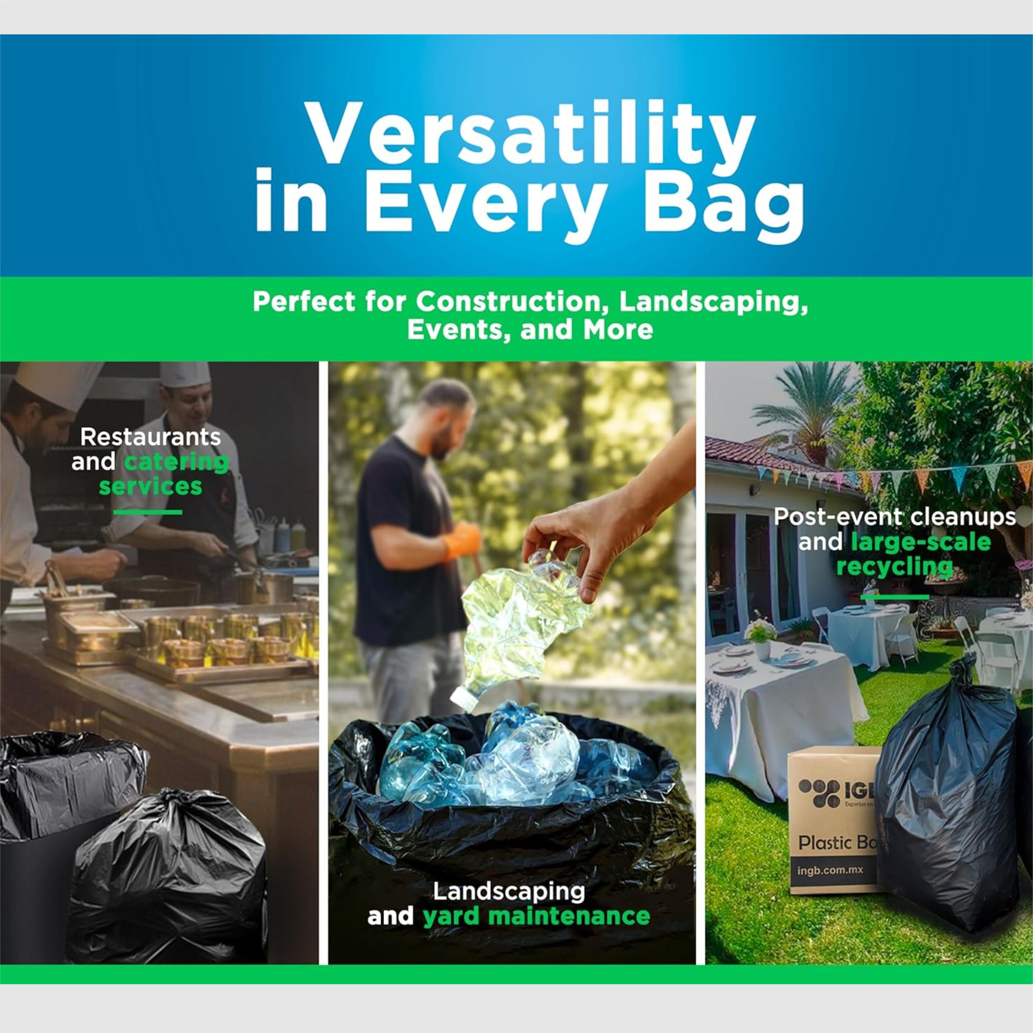 Heavy duty garbage bags from 55 to 60 gallons